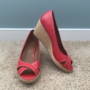 Beautiful red wedge espadrilles